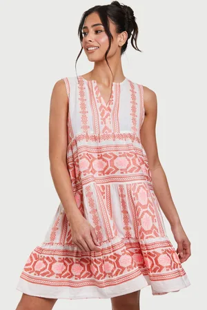 South Beach Jacquard Sleeveless Tiered 100% Cotton Mini Dress42