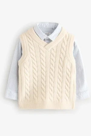 Next Knitted Vest and Shirt Set (3mths-7yrs)9 - 12 måneder (74 - 80cm)