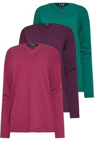 Long Tall Sally Long Sleeve 100% Cotton T-Shirts 3 Pack48 Høj