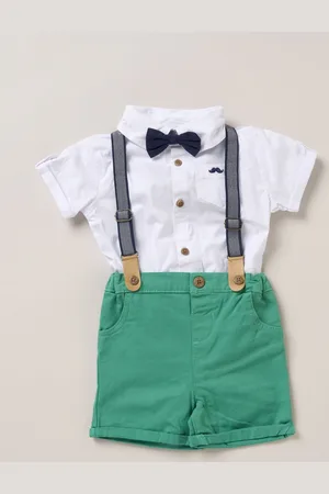 Little Gent Bodysuit Shirt Shorts and Braces Outfit Set9298cm