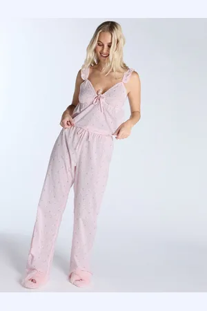 Boux Avenue Pink 100% Cotton Broderie Cami and Pyjamas Set46