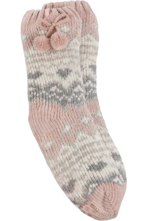 Totes Ladies Fairisle Pattern Chenille Winter Slipper SocksEn
