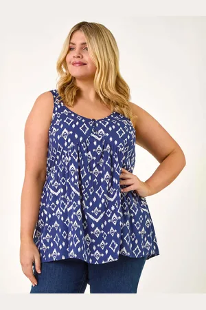 Roman Curve Ikat Print Woven Vest Top48