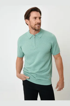 Threadbare Textured Front Quarter Zip Knitted Polo-skjorterSmall