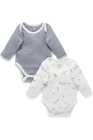 Purebaby Long Sleeve Printed 100% Cotton Bodysuits 2 PackOp til 3 måneder (50 - 62cm)