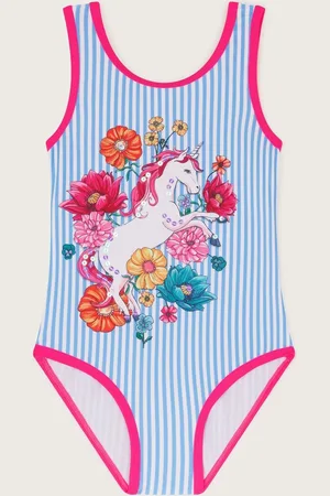 Monsoon Unicorn Stripe Print Swimsuit7 - 8 år (122 - 128cm)