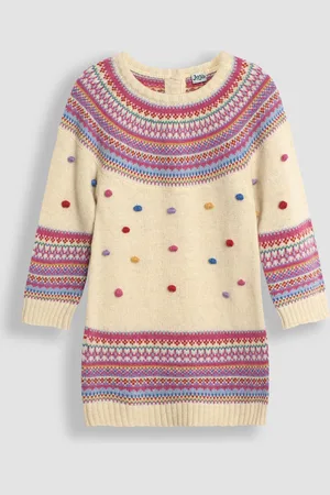 JoJo Maman Bébé Fairisle Pattern Knitted Dress6 - 7 år (116 - 122cm)