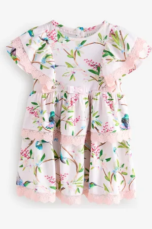 Ted Baker Floral Lace Trim Tier 100% Cotton Dress104110cm