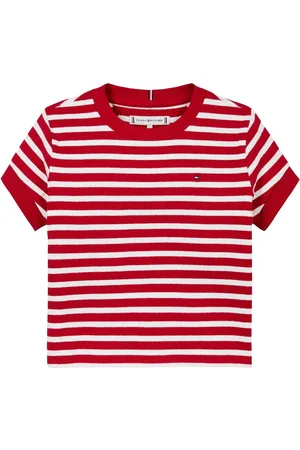 Tommy Hilfiger Ruffle Stripe Short Sleeve Top116122cm