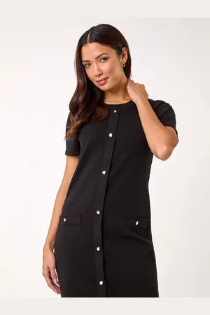 Roman Knitted Button Detail A-Line Dress44