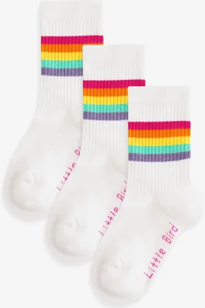 Little Bird Rainbow Stripe Tube Socks 3 PackUK 3 - 5.5 Jnr.