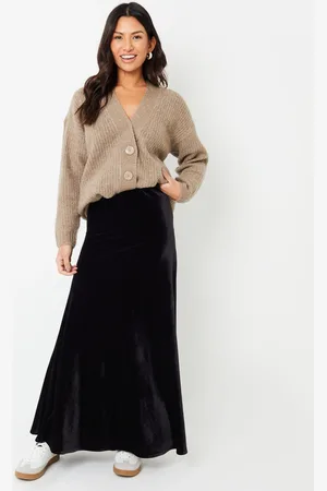 Threadbare Maxi Velvet Slip Skirt38