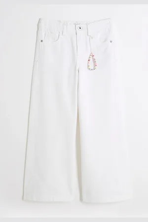 River Island Girls White Wide Leg 100% Cotton Jeans140146cm