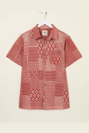 Fat Face FatFace Short Sleeve Patch Print 100% Cotton Shirtsmall
