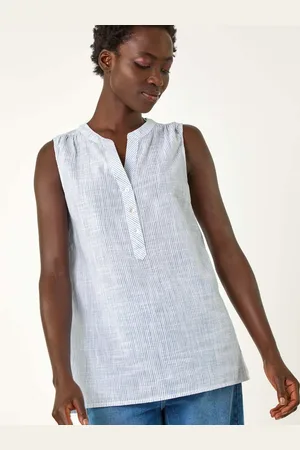 Roman Stripe V-Neck 100% Cotton Vest Top48