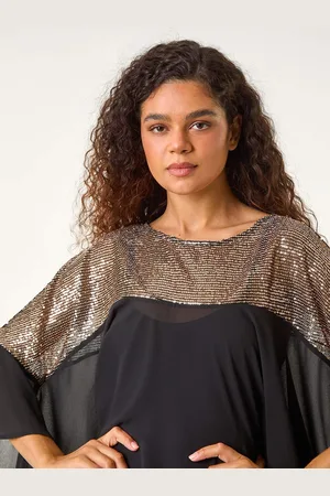 Roman Sequin Yoke Frilled Tunic Top44