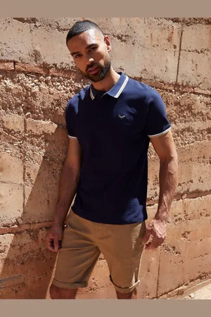 Threadbare Herringbone Tipping Cotton Pique Polo-skjorterXL