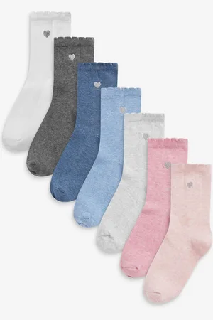 Next 7 Pack Cotton Rich Heart Embroidered Ankle SocksUK 4 - 7
