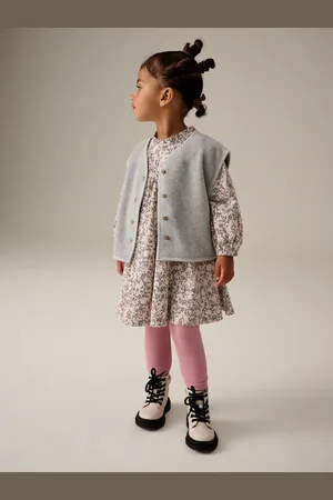 Next Long Sleeve 100% Cotton Dress with Gilet and Leggings Set (3mths-7yrs)5 - 6 år (110 - 116cm)