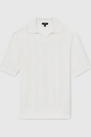 Reiss Kansas Textured-Stripe Knitted Polo ShirtM