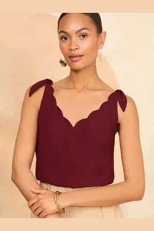 Love & Roses V-Neck Scallop Detail Tie Shoulder Vest
