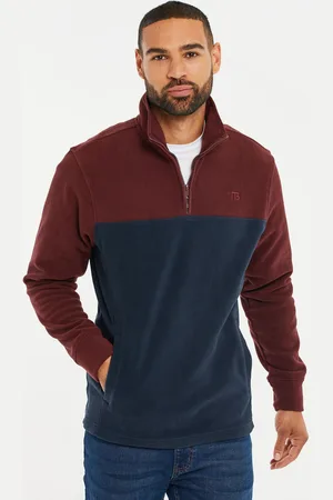 Threadbare Two Tone Quarter Zip Fleece JumperM