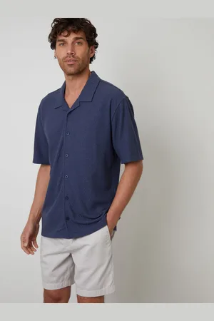Threadbare Relaxed Fit Textured Revere Collar Shirtmedium
