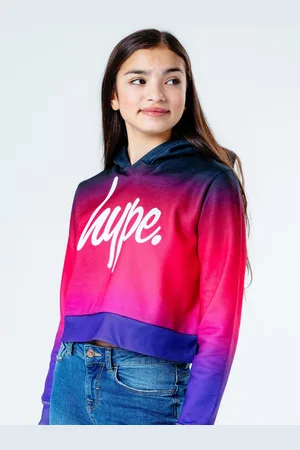 Hype . Sort/Lyserød Fade Afkortet Hættetrøje3 - 4 år (98 - 104cm)