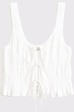 Abercrombie & Fitch Ruched Tie Front Topxsmall