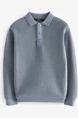 Next Long Sleeve 100% Cotton Textured Polo Shirt (3-16yrs)9 år (134cm)