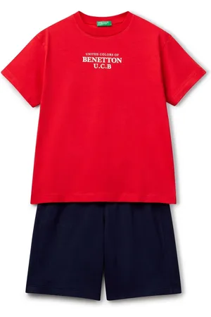 Benetton Boys Logo 100% Cotton T-Shirt and Shorts Set146152cm