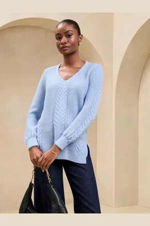 Lipsy London V-Neck Longline Cable Knit Jumper40