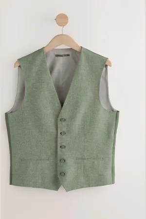 Next Textured Linen Suit Waistcoat50 Almindelig (UK 40 R)