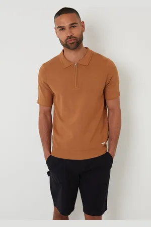 Threadbare Quarter Zip Textured Trim Knitted Polo-skjorterlarge
