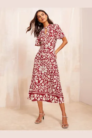 Friends Like These ITY Keyhole Flutter Kortærmet Printed Midi Kjole