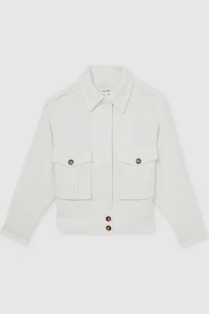 Reiss Isla Linen-Blend Twin Pocket Jacket36