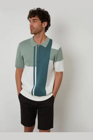 Threadbare Colourblock Quarter Zip Knitted Polo Shirtxlarge