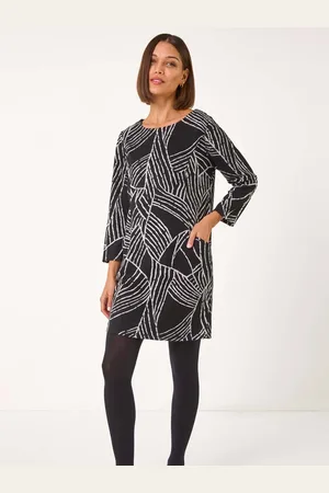 Roman Abstract Print Pocket Detail Tunic Dress46