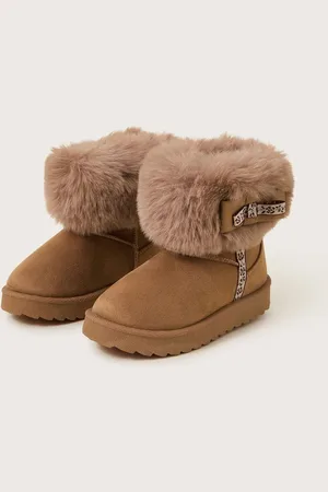 Monsoon Bow Faux Fur Suedette Ankle Boots