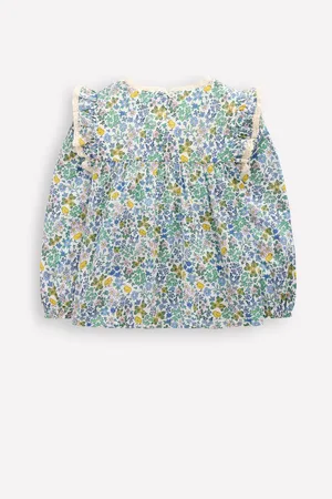 Boden Dorothy Smocked Ruffle 100% Cotton Blouse140146cm