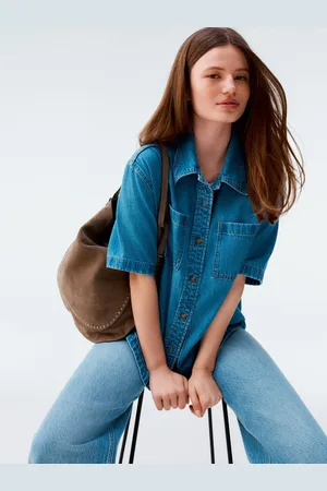 Next Oversized Short Sleeve 100% Cotton Denim Shirtsmall