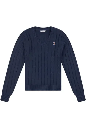 U.S. Polo Assn. U. S. Polo Assn. Womens Crew Neck Cable Knit Pink JumperXL