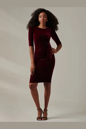 Jolie Moi Velvet Side Tie Midi Dress42