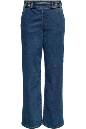 JDY High Waisted Wide Leg Jeans With Button Detail38