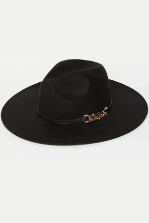 Lipsy London Chain Detailing Faux Suede Fedora HatS-M