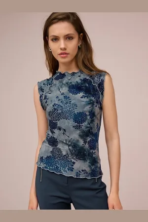 Next Lettuce Hem Short Sleeve Marbled Floral Print Top42
