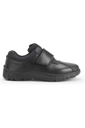 Start Rite Dual Fit Atlas Leather Rip Tape School Black Shoes