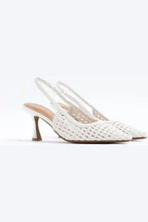 River Island Woven Sling Back Heeled Court Shoeseu38
