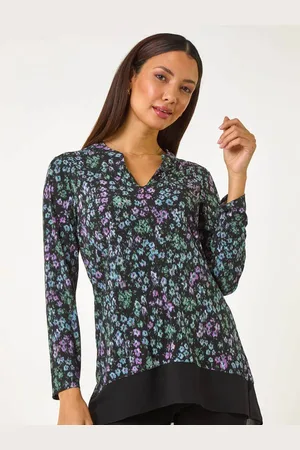 Roman Floral Print V-Neck Tunic Top38