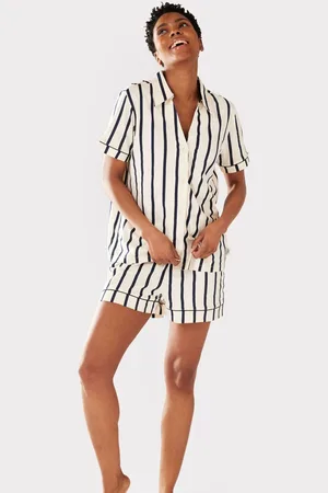 Chelsea Peers 100% Organic Cotton Stripe Short Pyjamas Set40